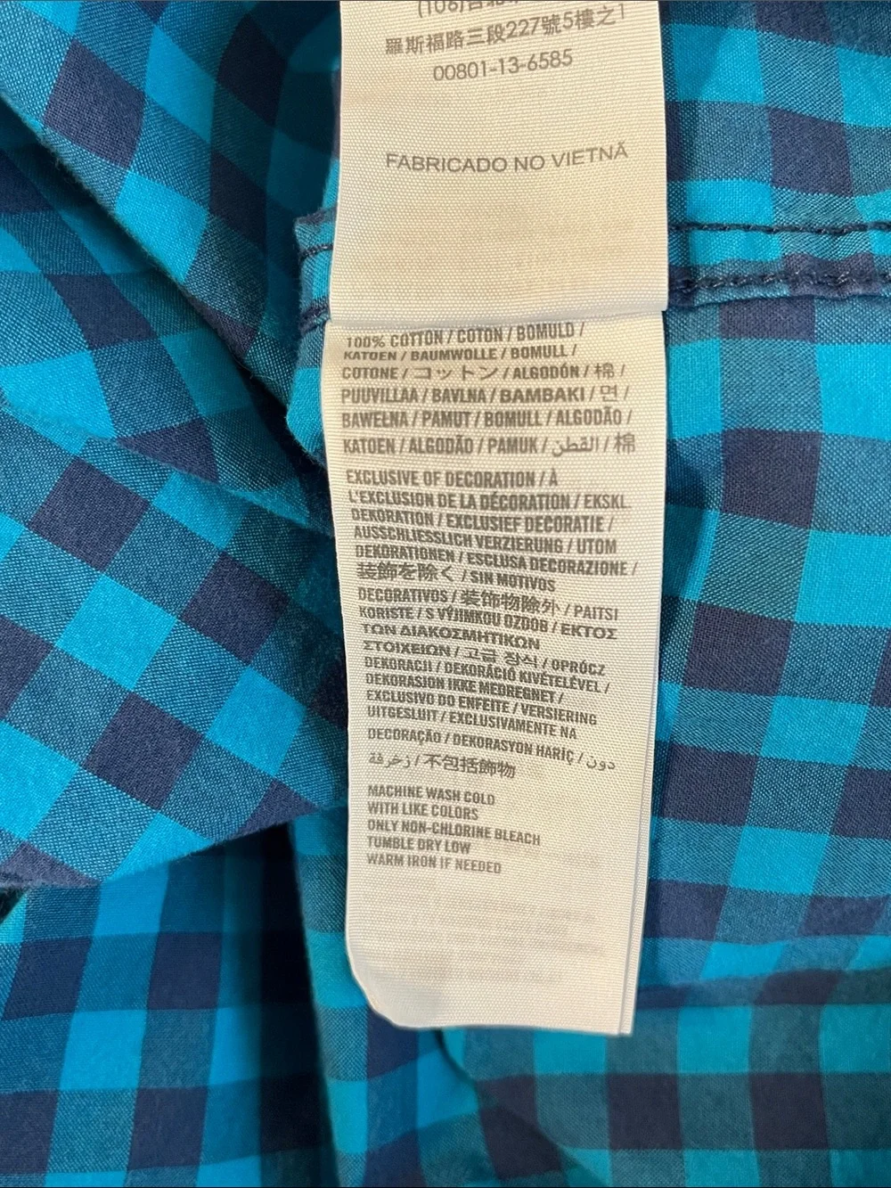 Hollister Small Teal and Blue Plaid Button-Down Shirt